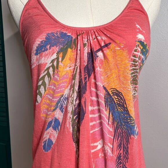 Nordstrom M. Rena pink feather pattern tunic tank top xs/s - Picture 2 of 6